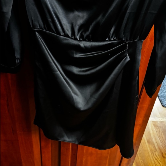 Zara Black Long Sleeve Satin Dress - Picture 7 of 8